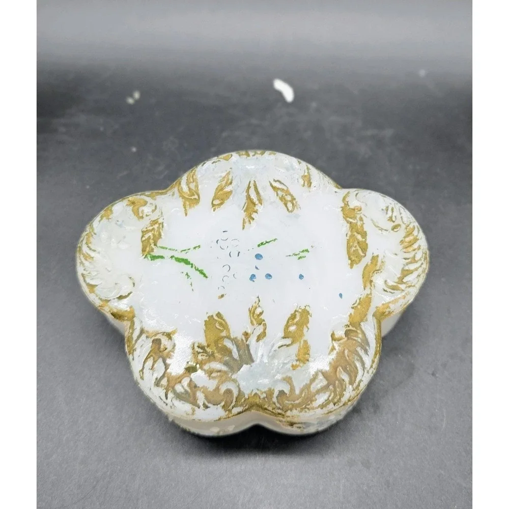 Antique Dithridge EAPG Milk Glass Vanity‎ Set Powder Jar Trinket Box Tray 9